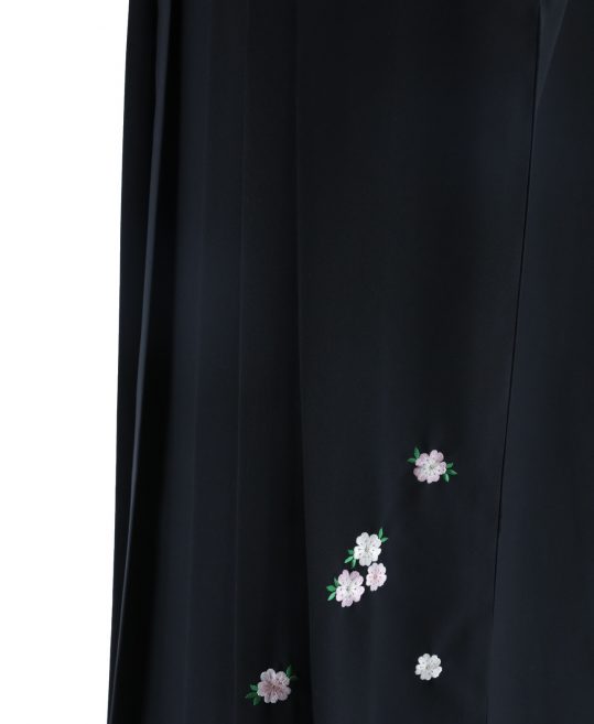 卒業式袴単品レンタル[刺繍]黒色に桜刺繍[身長163-167cm]No.507